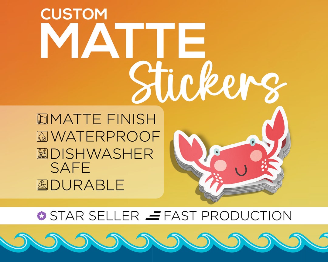 Custom Matte Stickers Waterproof Vinyl Die Cut Stickers Logo Stickers