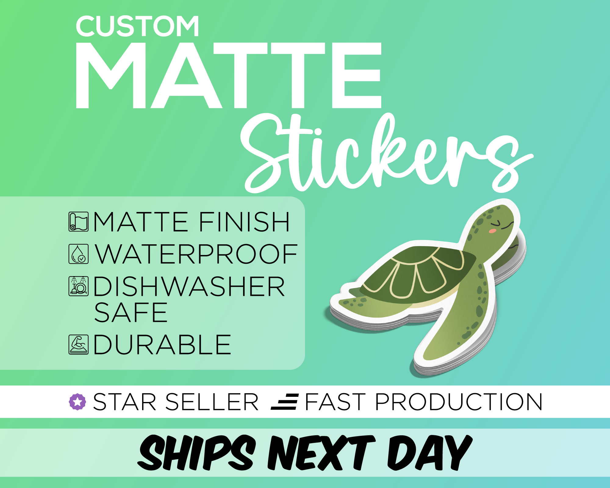 Matte Stickers - Custom Waterproof Vinyl Die Cut Stickers - Logo Stickers - Free Proof & Free Shipping