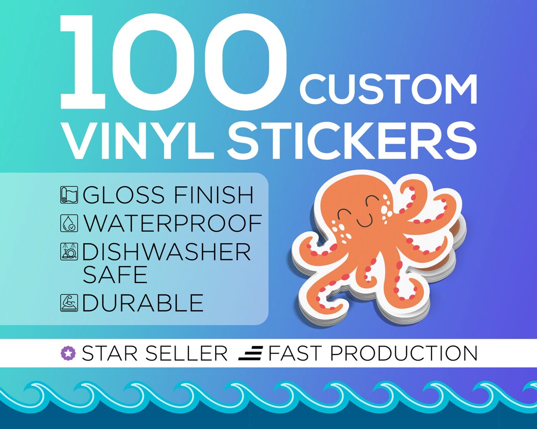 100 Custom Stickers Waterproof Vinyl Die Cut Stickers Logo Stickers