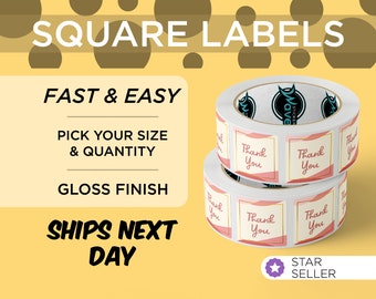 Custom Square Labels | Custom Printed with Your Image | Square BOPP Stickers | Choose Your Size | Free Proof & Shipping
