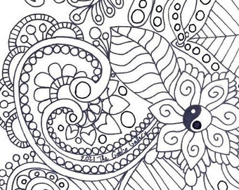 Zentangle Flower Coloring Page