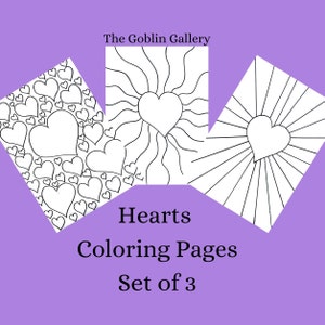 Hand-drawn Hearts Coloring Pages | Set of 3|