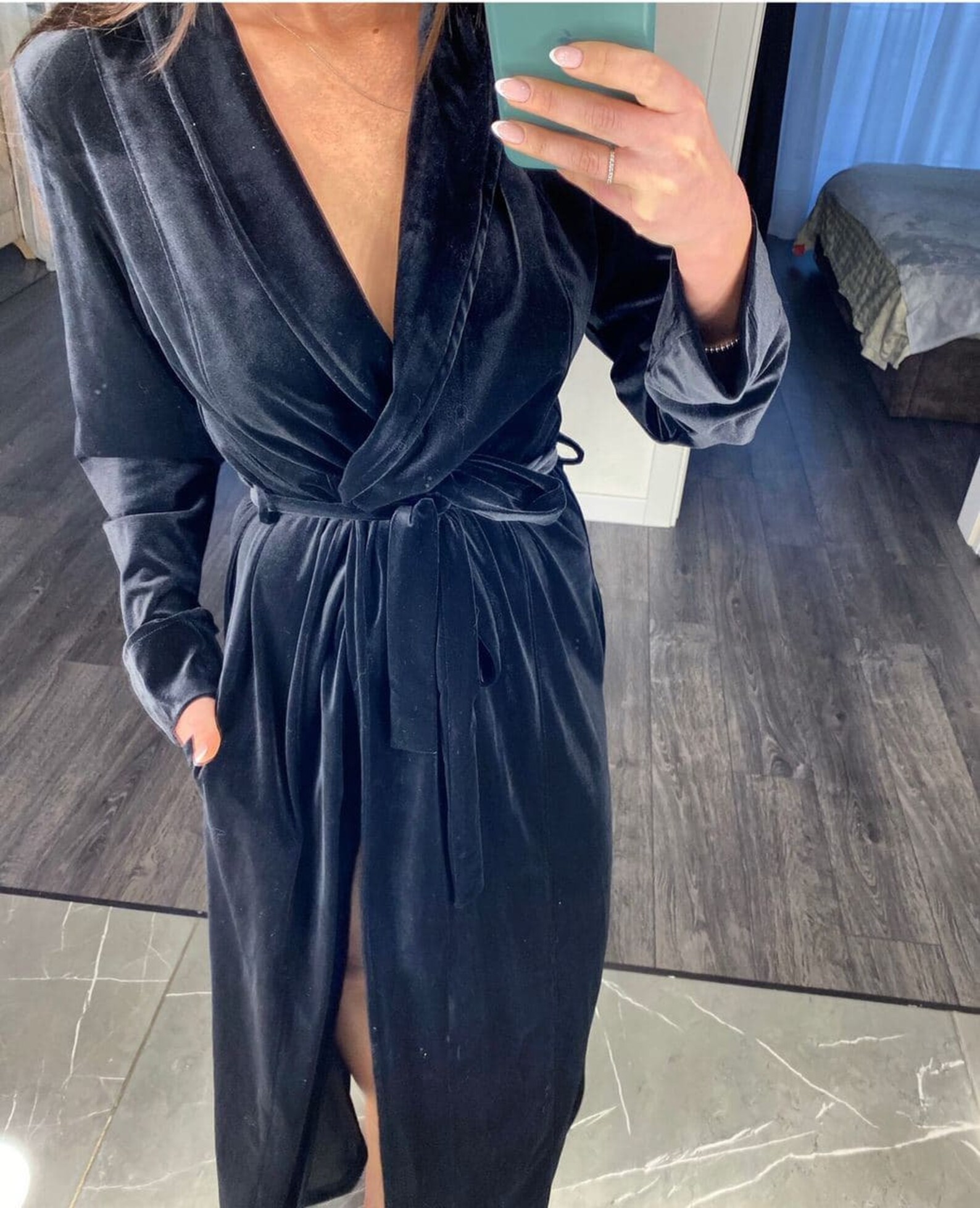 Black velvet robe Bridesmaid robe Long velvet robe Long Etsy