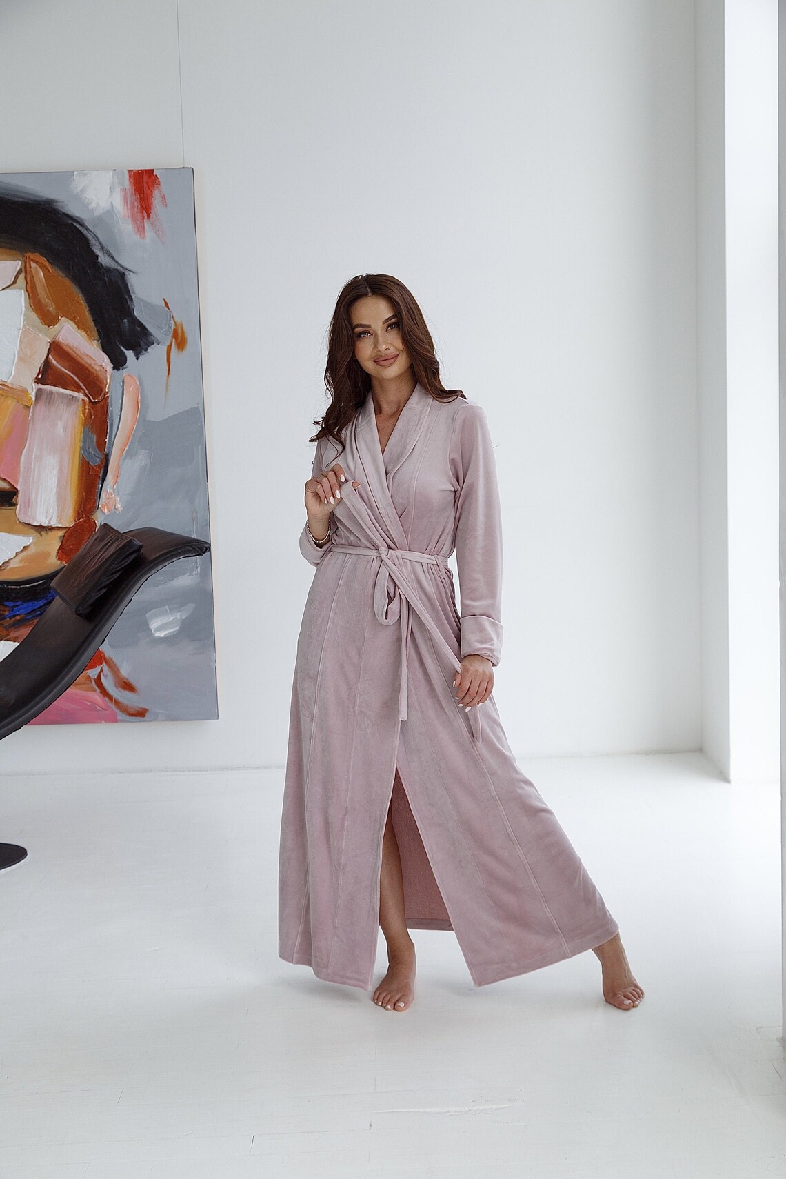 Long velvet robe Bride robe Bridesmaid robes set Long Etsy