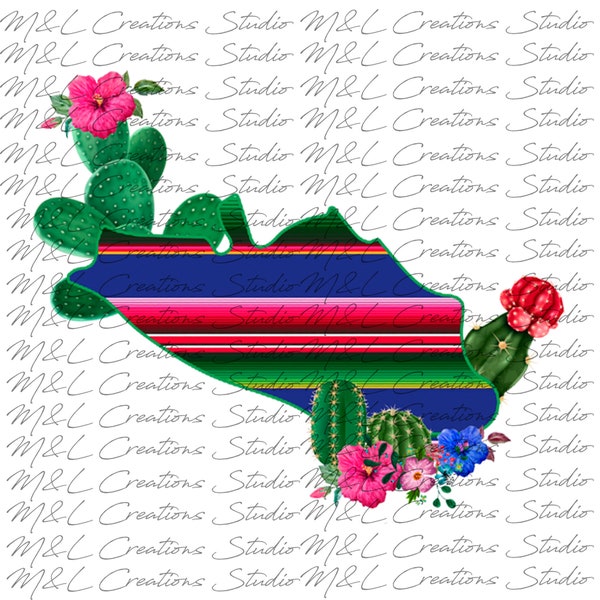 Guerrero México Zarape Floral Cactus Nopales Diseño PNG / SUBLIMATION / HTV / T-Shirt Diseño / Descarga Instantánea