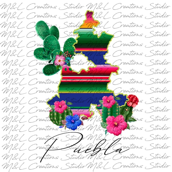 Puebla Mexiko Zarape Floral Kaktus Nopales Design PNG / SUBLIMATION / HTV / T-Shirt Design / Instant Download