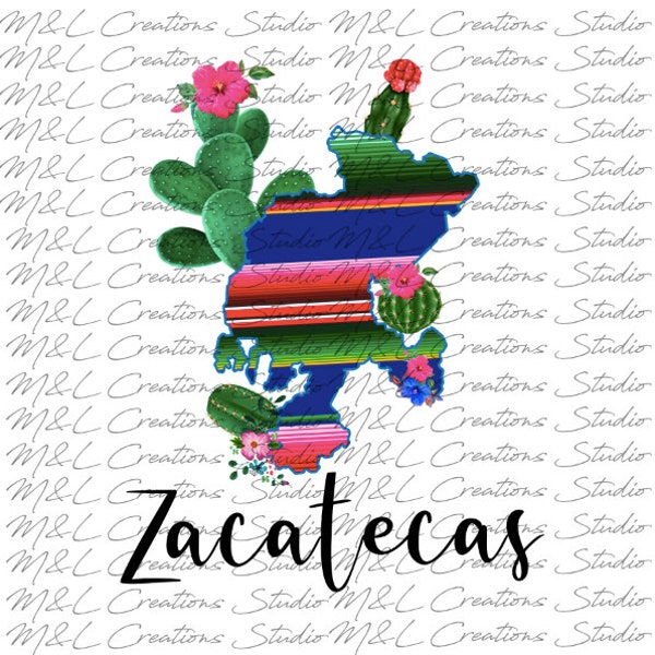 Zacatecas México Zarape Floral Cactus Nopales Diseño PNG / SUBLIMACIÓN / HTV / Diseño de camiseta / Descarga instantánea