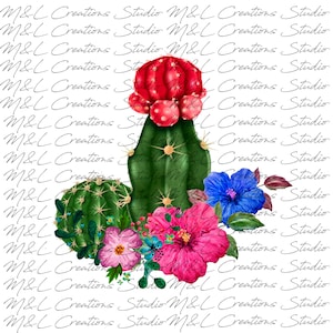 Floral Cactus Nopal Design PNG / SUBLIMATION / HTV / T-Shirt Design / Instant Download