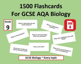 1500 flashcards for AQA GCSE Biology (single science) ~ Every Topic ~ Made by a grade 9 student ~ PDF instant download ~ revision