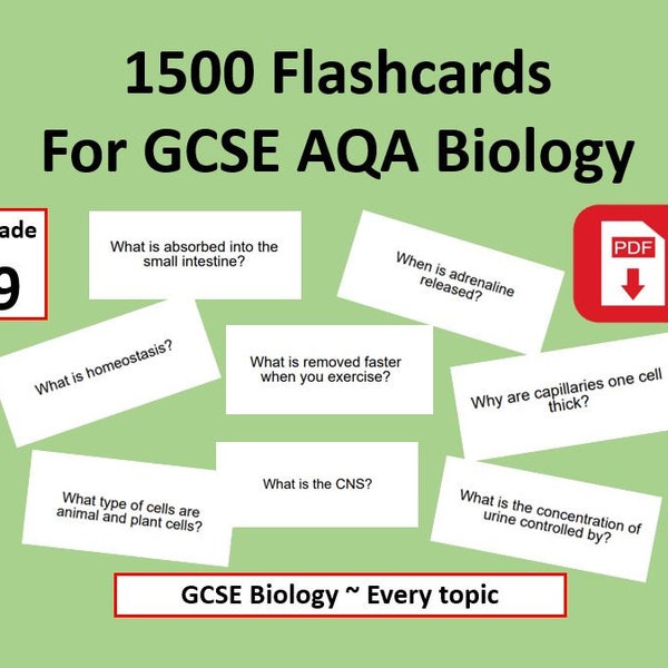 1500 flashcards for AQA GCSE Biology (single science) ~ Every Topic ~ Made by a grade 9 student ~ PDF instant download ~ revision