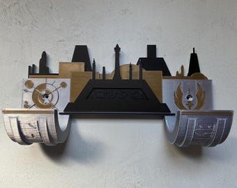 Jedi Temple Skyline Lightsaber Wall Mount (Windu)