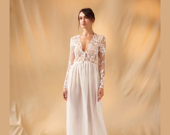 boudoir dress, Brautrobe lang, Sheer Durchsichtig-Gewand, Brautrobe-Chiffon, Morgenmäntel, Dessous-Robe, Boudoir-Dessous-Robe-Kleid