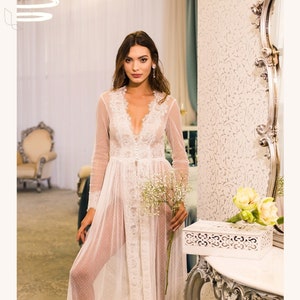 Boudoir Kleid, Braut robe, Braut Robe Spitze, Frauen Robe, gewöhnungsfertig, Braut Dessous, Frauen Robe, Flitterwochen Dessous