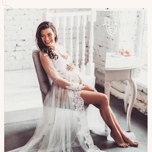 Lace Maternity Gown, Photography Maternity long Dress for Photo Shoot, Maternity Wedding robe, Baby Shower Dress