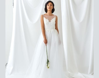 Bohemian Wedding dress, Boho wedding dress, Lace wedding dress, Beach wedding dress, Simple wedding dress, Hippie wedding dress