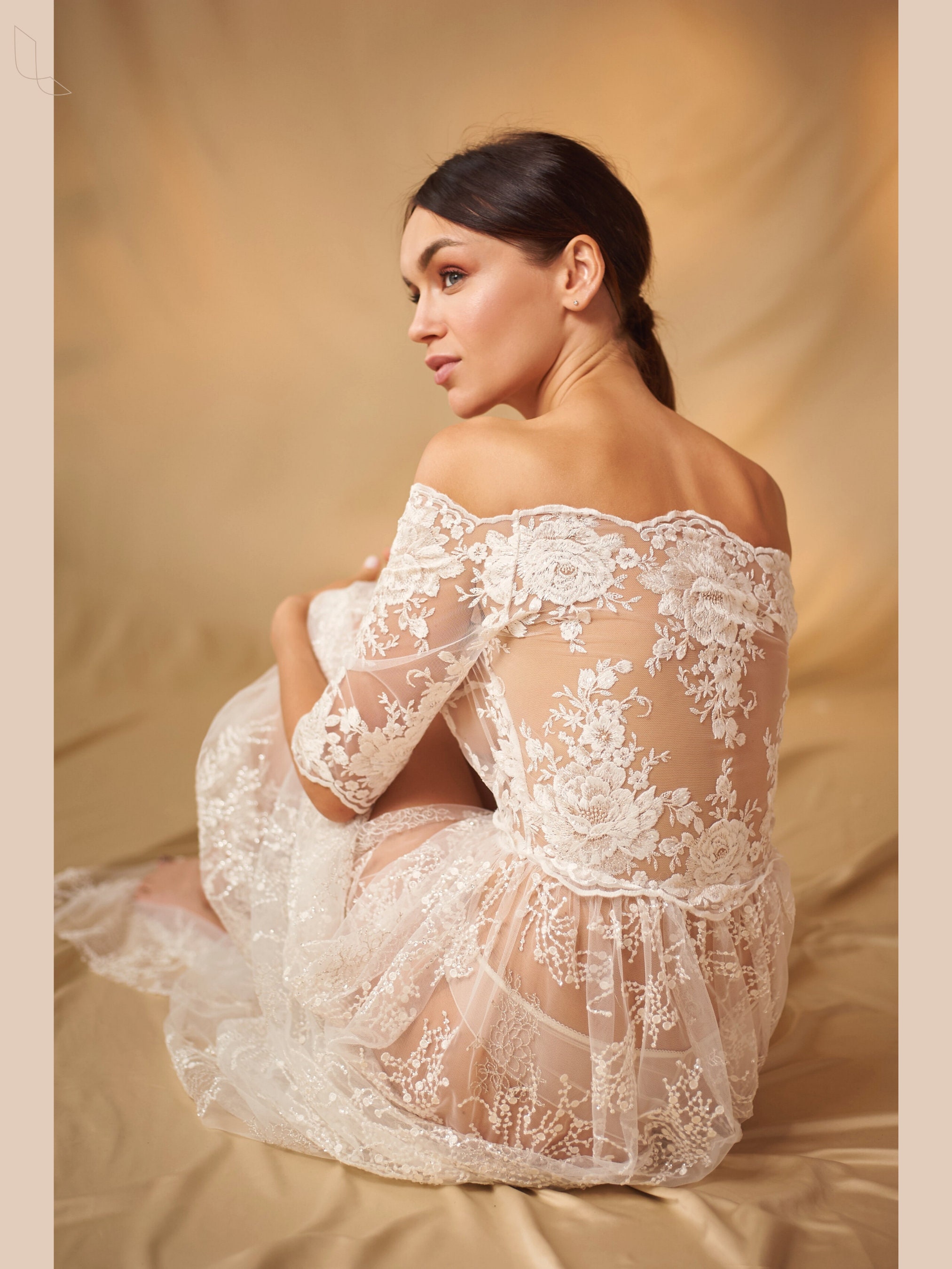 chinese dress ladies Momsmood White Lace Sequin Off Shoulder Mermaid Bodycon Wedding Gown Baby  Shower Elegant Foamal Maternity Photoshoot Maxi Dress