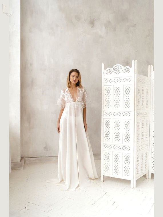 Lace Bridal Robe, Boudoir Dress, Bridal Robe, Wedding Robe, Womens Robe, Getting Ready Robe, Bridal Lingerie, Honeymoon Lingerie