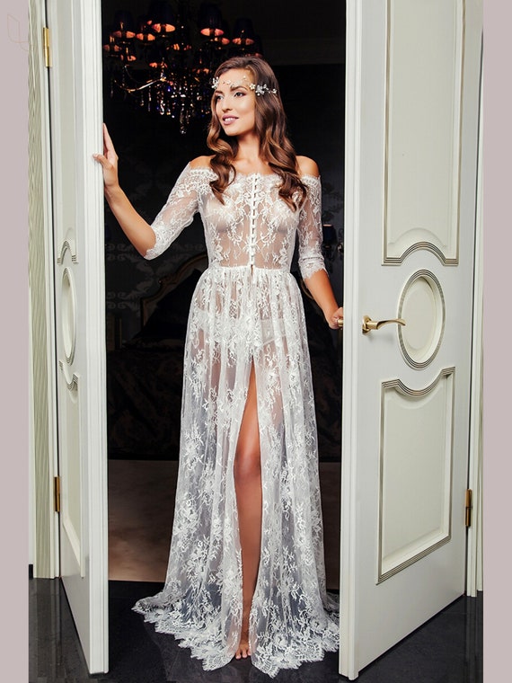 Lace Wedding Dress, Beach Wedding Dress, Bridal, Baby Shower Gown, Maternity Boudoir Dress