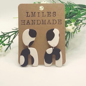 Black and white earrings, modern earrings, lightweight earrings, handmade earrings