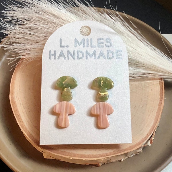 Mushroom earrings, stud earrings, cottagecore earrings, mushroom stud earrings