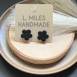 Black flower stud earrings, stud flower earrings, stud earrings, jewelry gift