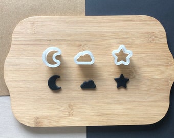 Stern, Mond & Wolke Ausstechformen: Mini Ohrstecker Formen