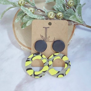 Yellow and black earrings, unique earrings, lightweight earrings