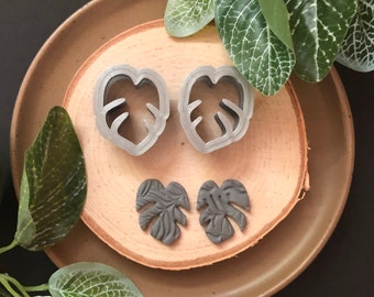 Monstera Leaf clay cutters, 1.25 inch mirrored set, sharp edge clay cutters, earring making, jewelry making