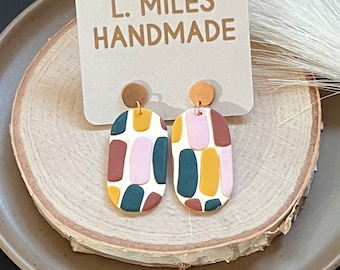 Modern clay earrings, lightweight earrings, handmade earrings, gifts for her