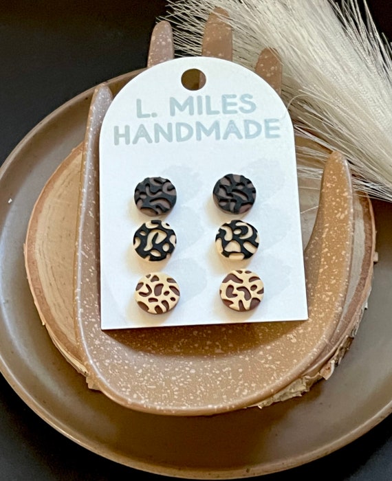 Leopard Print Earrings Stud Earrings Animal Print Earring Etsy