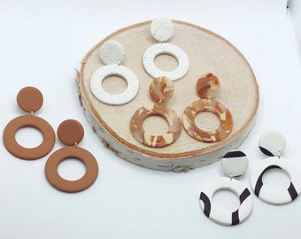 Moderne Kreis Ohrringe, Polymer Clay Ohrringe | hypoallergen | leichtgewichtig