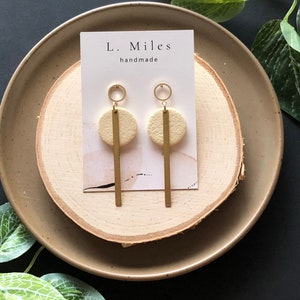 Ivory and gold dangle earrings, lightweight earrings, polymer clay earrings, wedding earrings