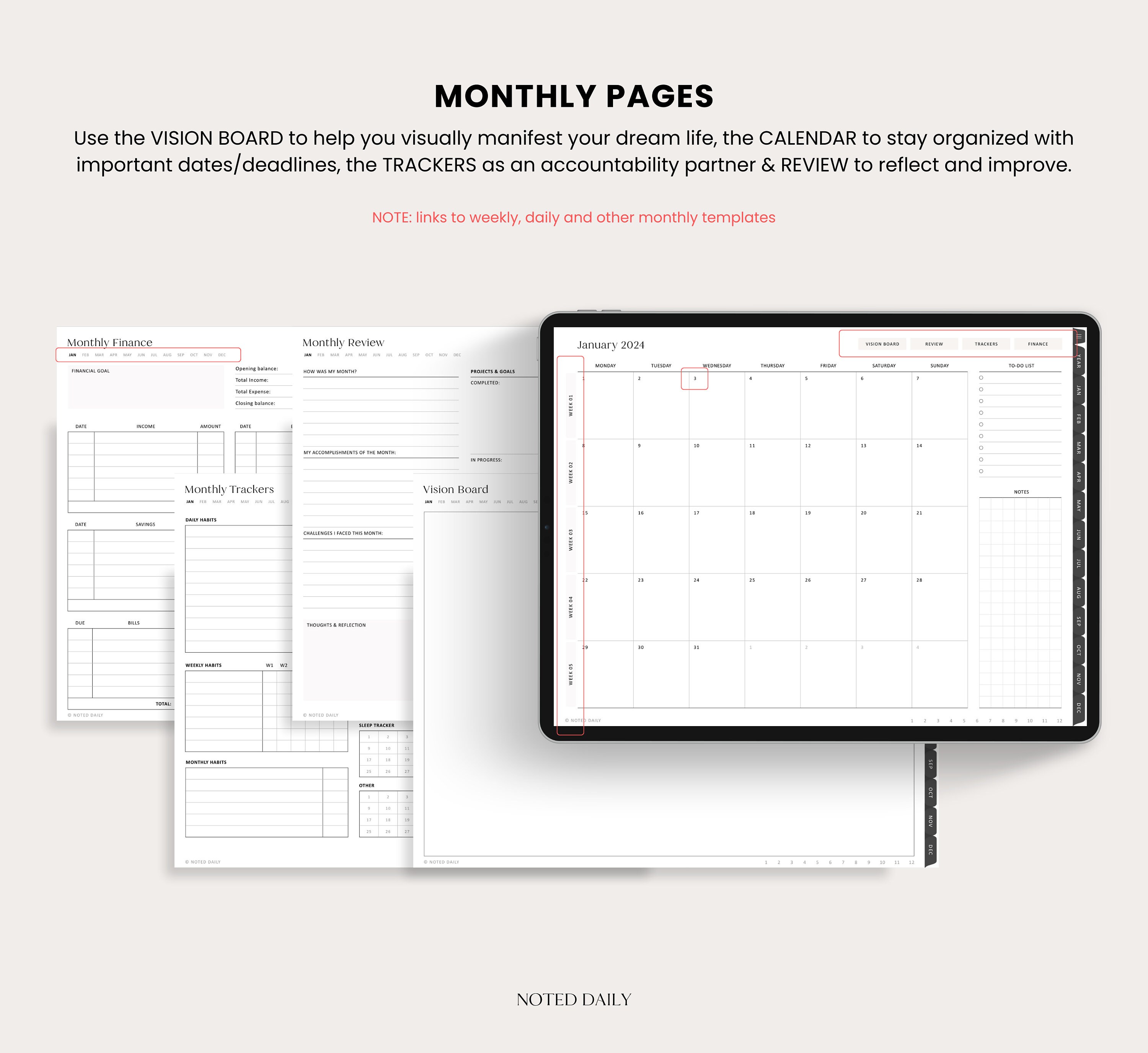 2024 Digital Planner, Horizontal Planner, 2024 Dated Planner ...