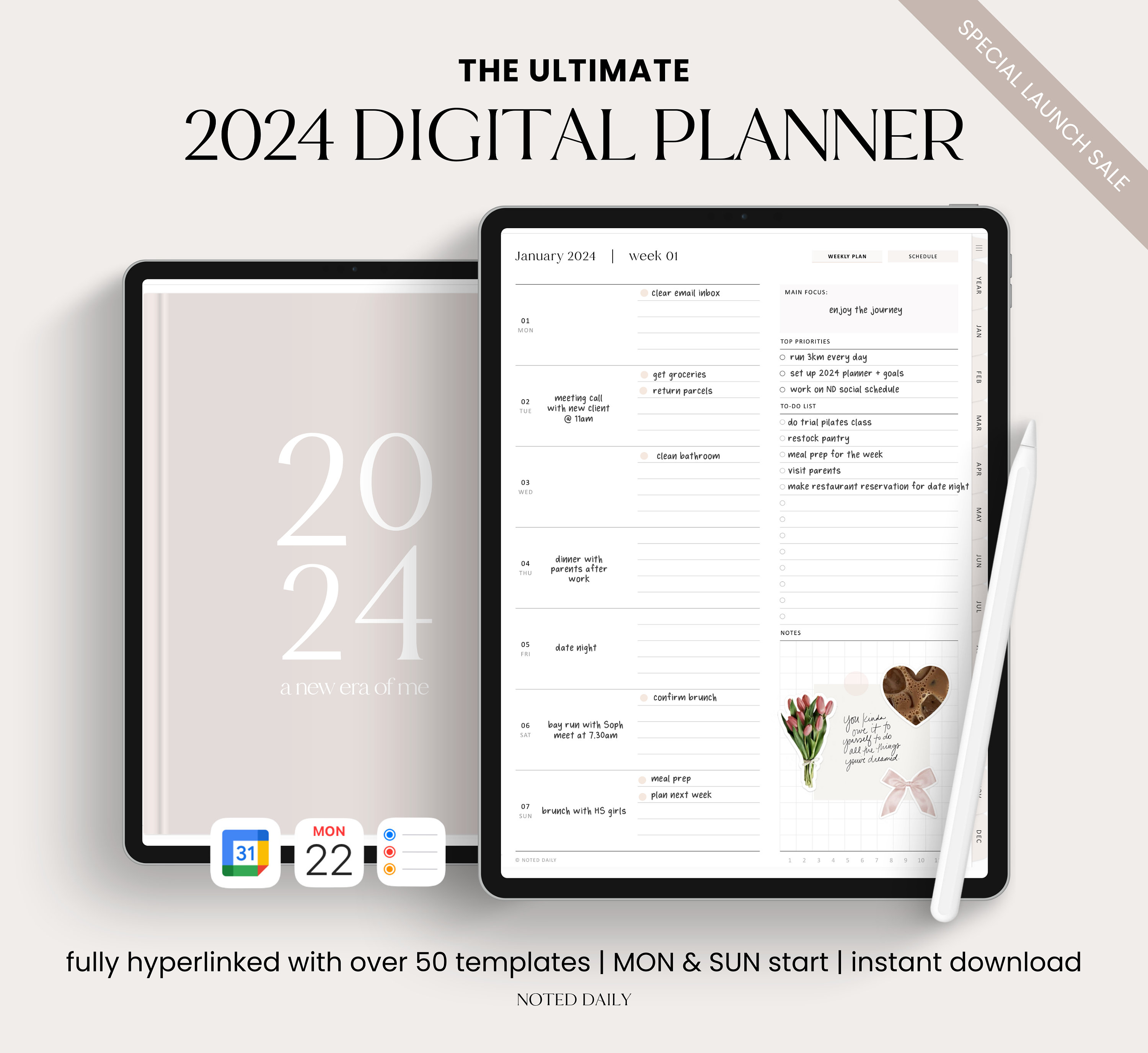 Digital 2024 Classic Planner, for Digital Planning on iPad