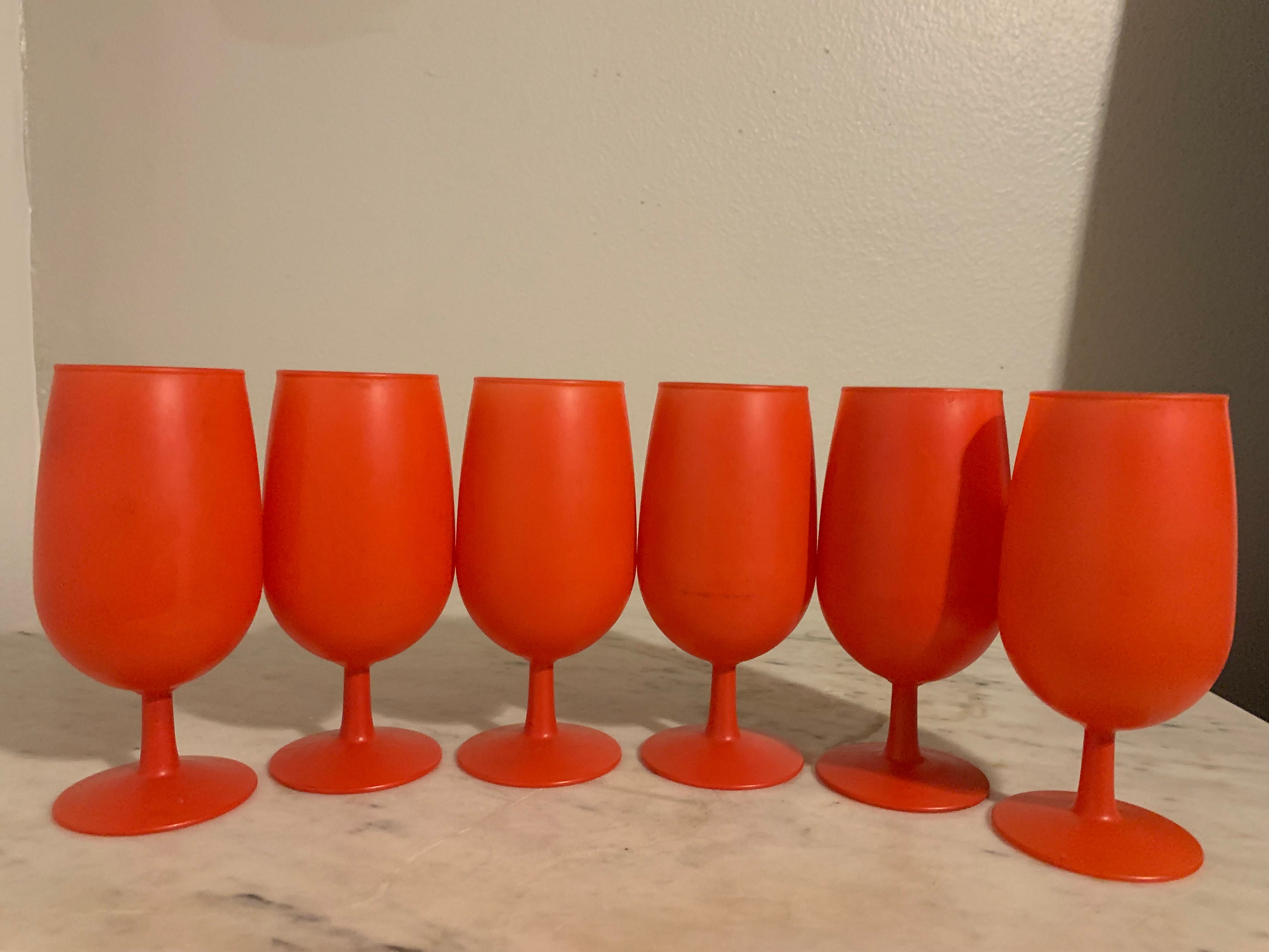 Frosted Red/orange Goblets From Rainbow Glass Co Etsy