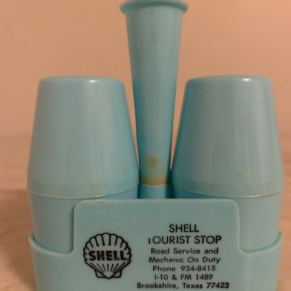 Shell Advertising Turquoise Salt and Pepper shakers