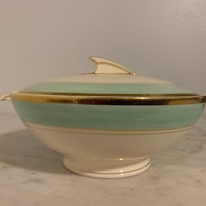 Art Deco Green and Gold Bowl