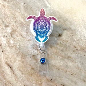 Ombre Sea Turtle Badge Reel ~ Badge Holder ~ ID Holder