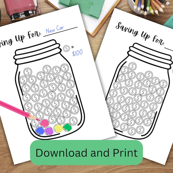 Savings Goal Coloring Page, Printable Savings Tracker, Financial Organizer, Debt and Savings