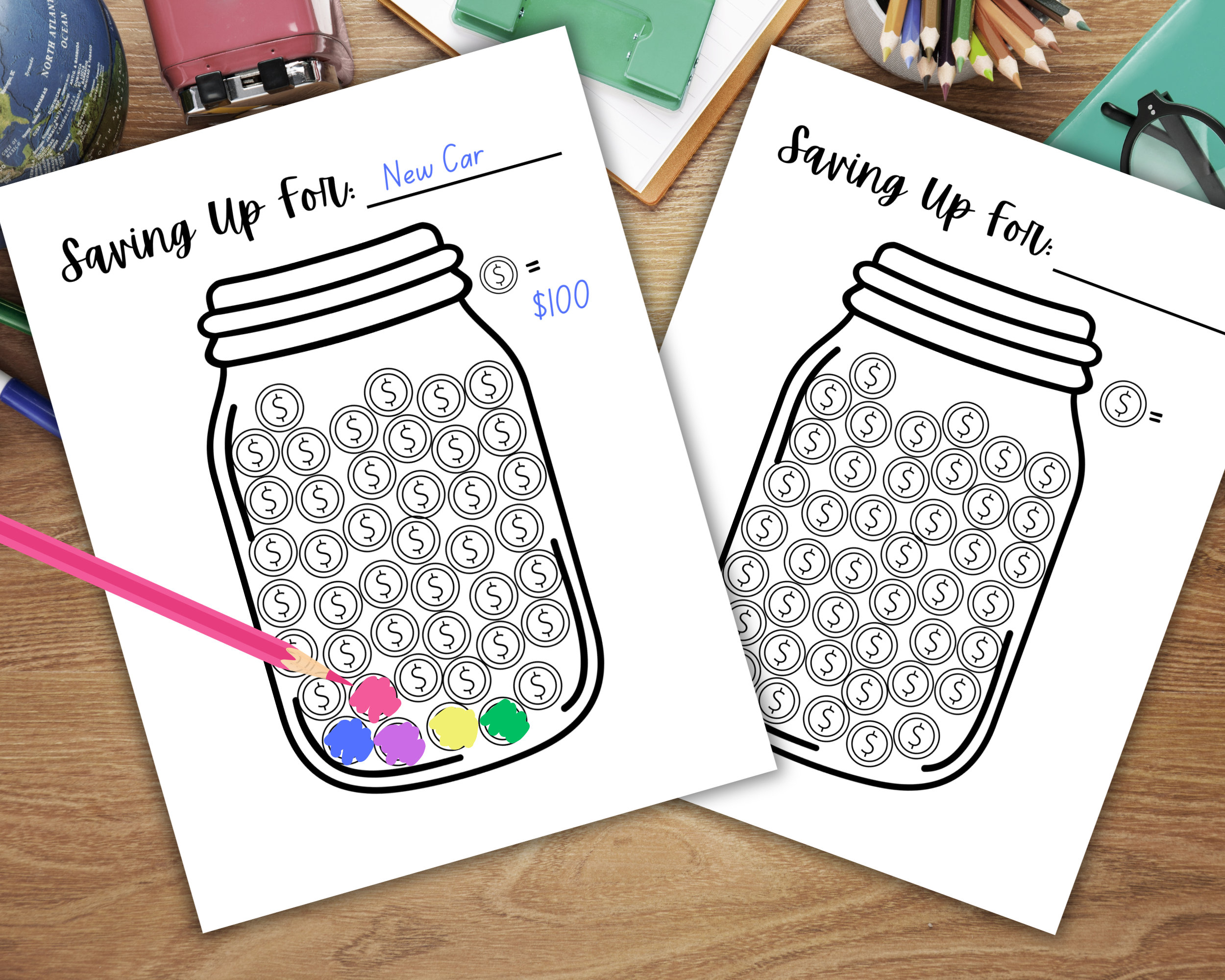 Savings Goal Coloring Page, Printable Savings Tracker, Financial ...