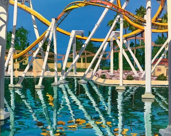 Achterbahn und Wasser