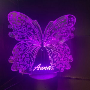 Custom Butterfly LED Night Light with Personalized Name Engraving