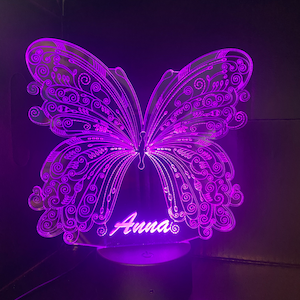 Custom Butterfly LED Night Light with Personalized Name Engraving