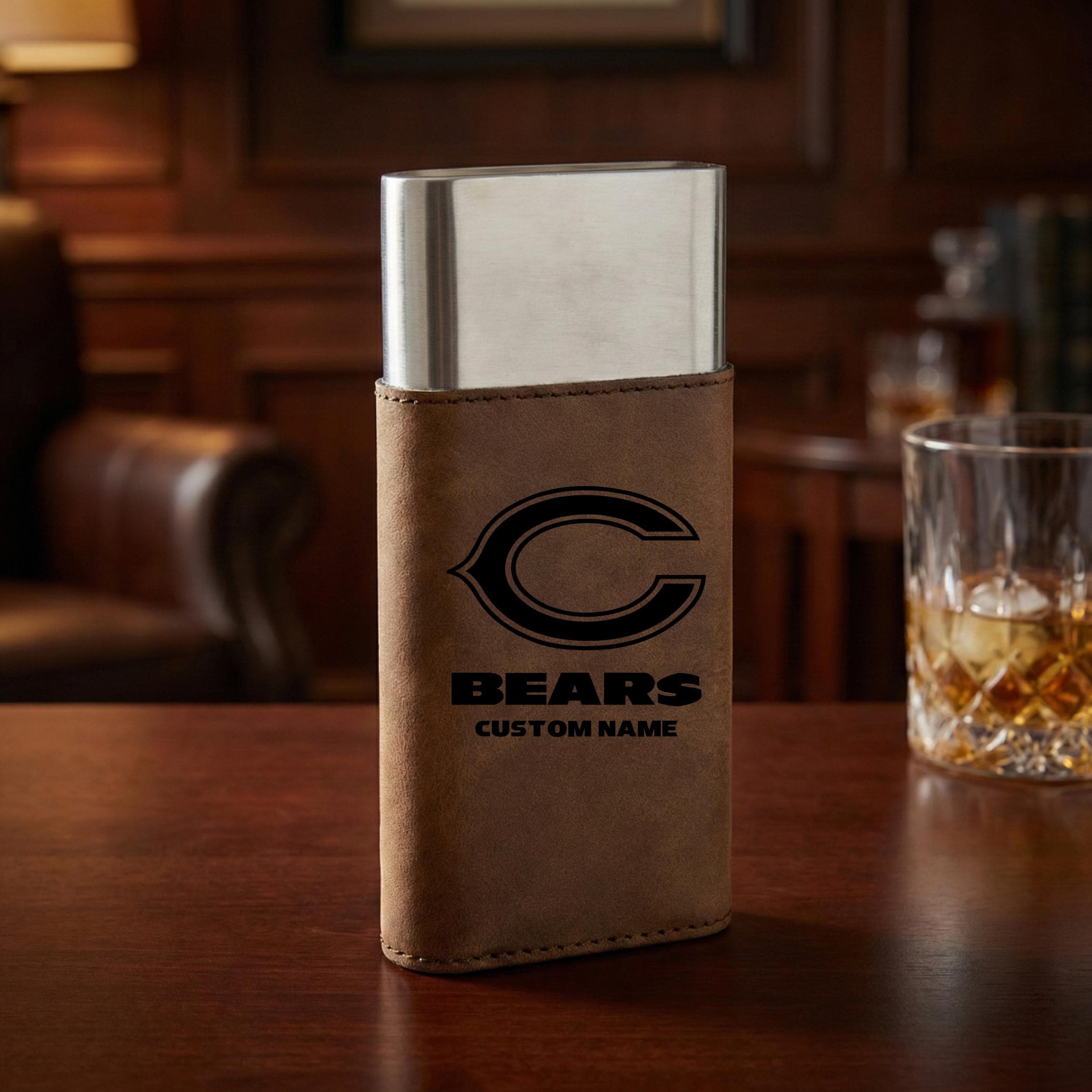 Chicago Bears Personalized Cigar Case and Cutter - Custom Engraved Leather  and Steel Cigar Case