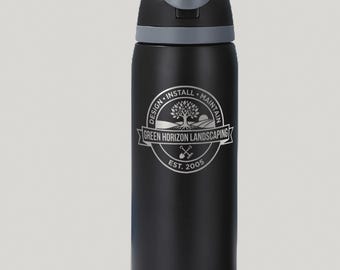 Custom Logo 32oz Water Bottle Bulk • FreeSip Style Insulated Tumbler • Corporate Gift for Employees • Laser Engraved Company Swag
