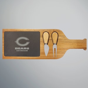 Chicago Bears Slate Charcuterie Board with Utensils