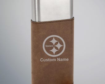 Pittsburgh Steelers Personalized cigar case and cutter - Custom Engraved Leather and Steel Cigar case