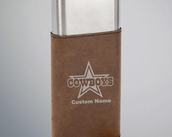 Dallas Cowboys Personalized cigar case and cutter - Custom Engraved Leather and Steel Cigar case