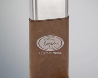 San Francisco 49ers Personalized cigar case and cutter - Custom Engraved Leather and Steel Cigar case