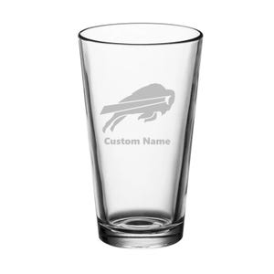 Buffalo Bills Custom Engraved Pint Glass - Personalized Beer Glass - 16 oz Gift for Weddings, Father’s Day, Birthdays